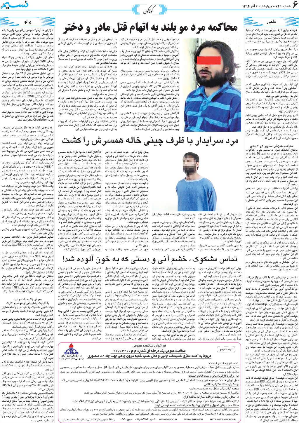 صفحه گوناگون روزنامه نسیم شماره 729